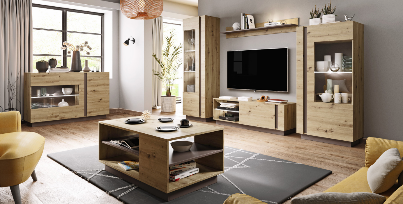 Svetainės baldų kolekcija ARCO (ąžuolinis)