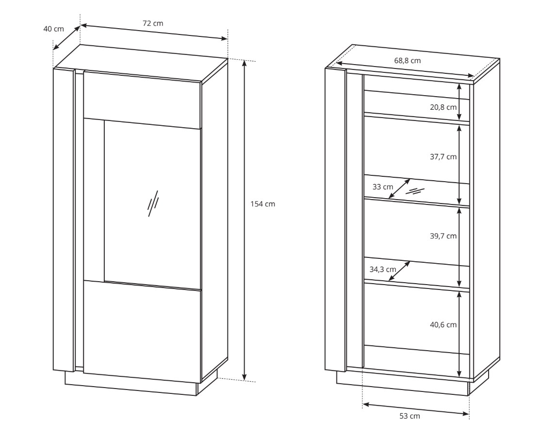 ARCO C-72 vitrina (ąžuolas artisan/grafitas)