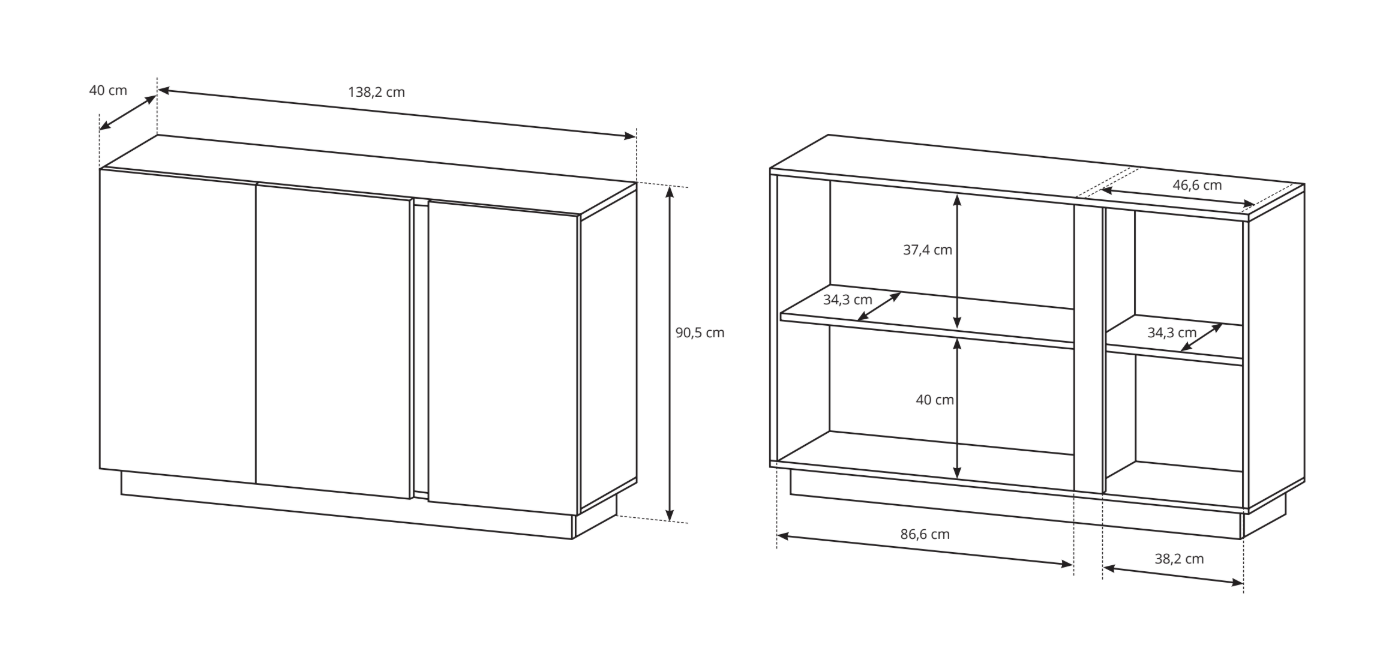 Komoda ARCO F-138 3D (balta/balta blizgi/ąžuolas grandson)
