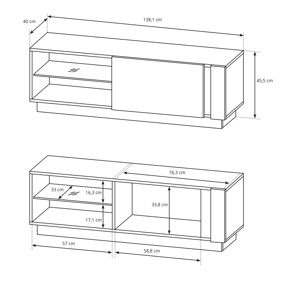 ARCO G-138 RTV/TV spintelė (ąžuolas artisan/grafitas)