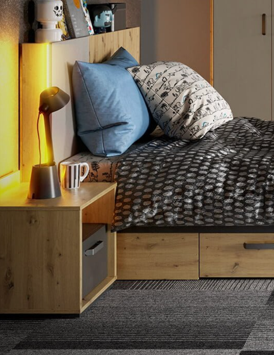 Naktinis staliukas/spintelė QUBIC QB-10 su apšvietimu