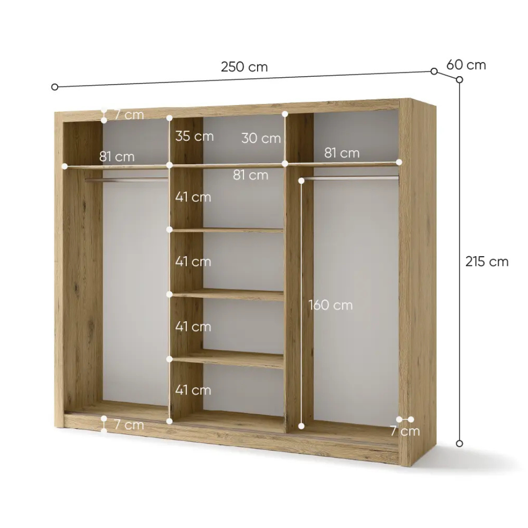 Spinta su veidrodžiu IDEA ID-01 250 (San Remo ąžuolo)