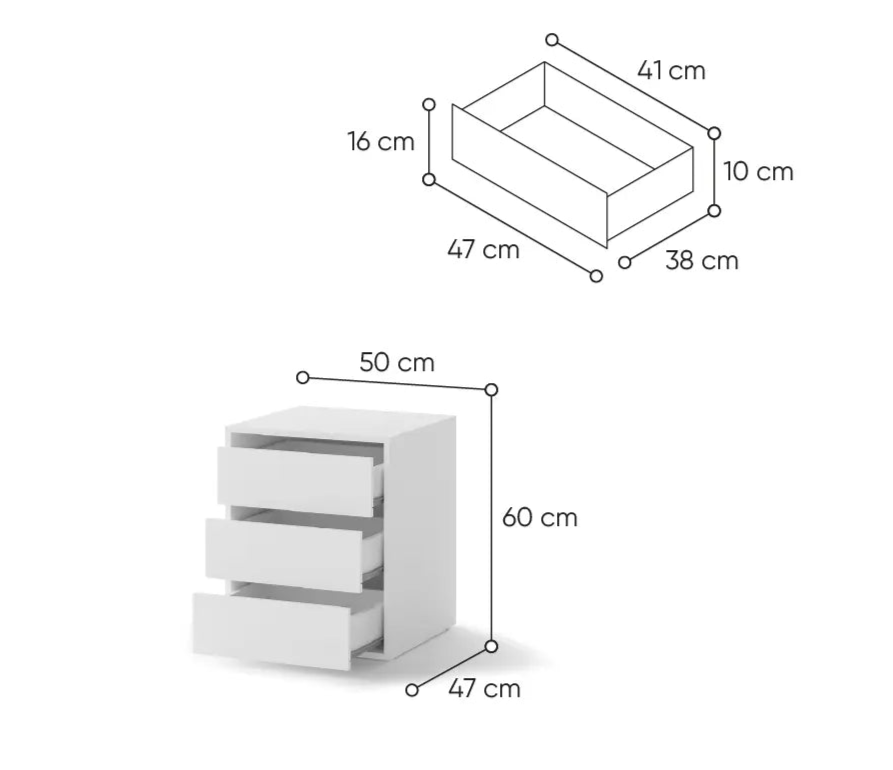 Naktinis staliukas/spintelė IDEA ID-13 (balta)