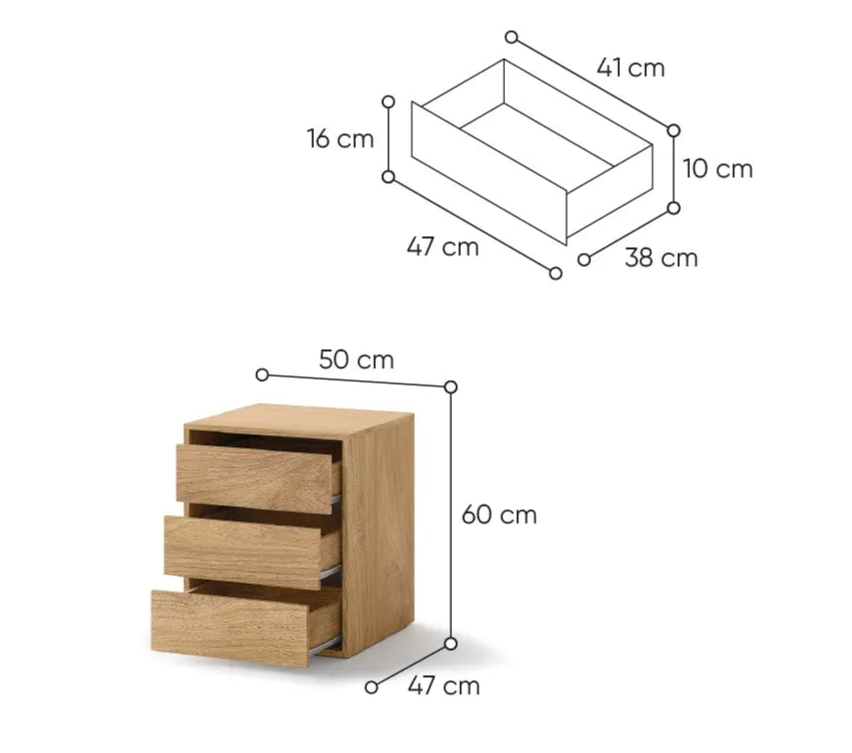 Naktinis staliukas/spintelė IDEA ID-13 (Šetlando ąžuolo)