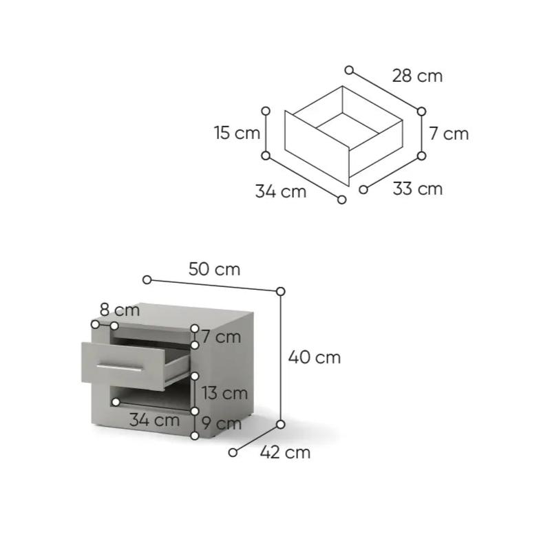 Naktinis staliukas IDEA ID-07 (pilka)