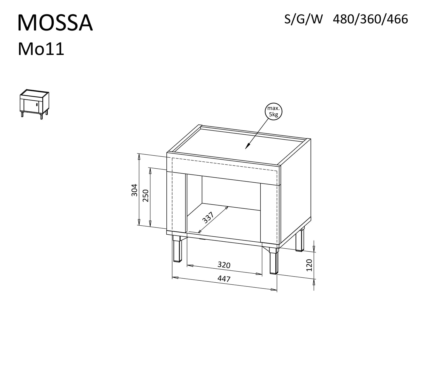 Spintelė prie lovos MOSSA 11 MO-CZ