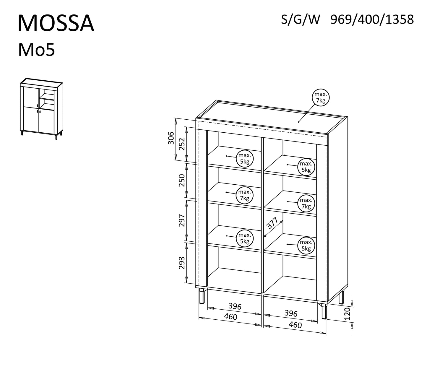 Uždara lentyna MOSSA 05 MO-CA
