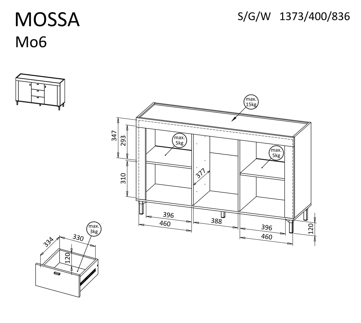Komoda MOSSA 06 MO-CZ