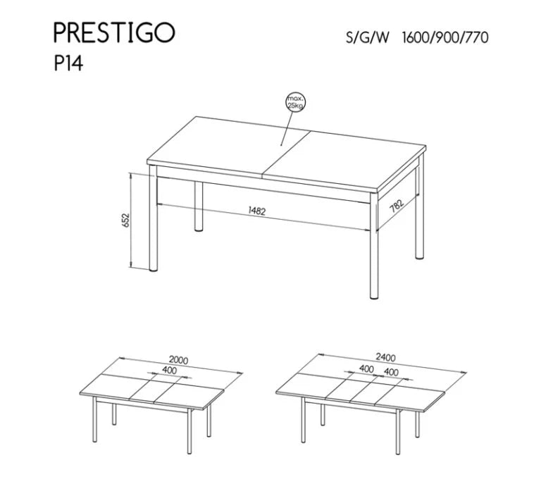 Valgomojo stalas PRESTIGO P14 DOL