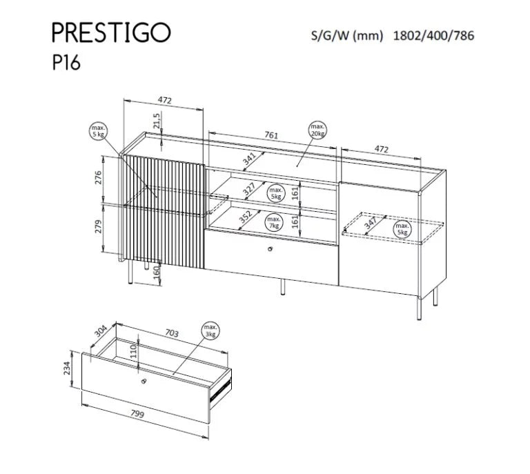 Komoda PRESTIGO P16 DOL