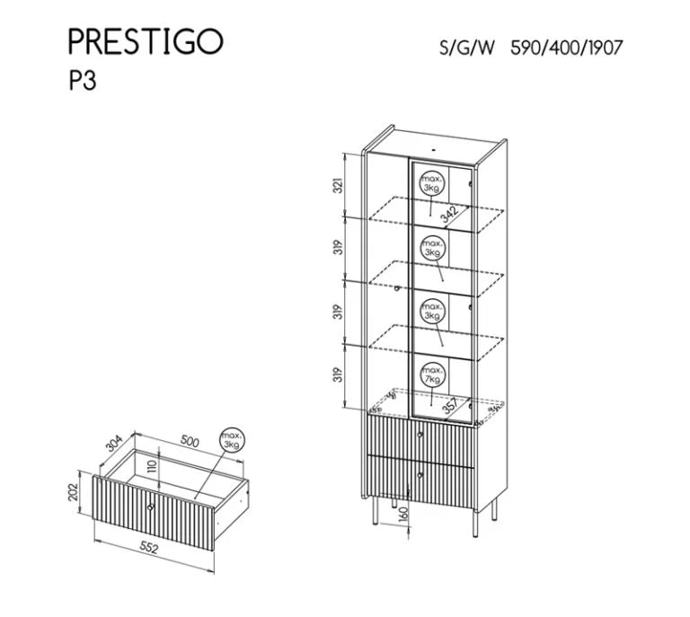 Vitrina PRESTIGO P3 DOL