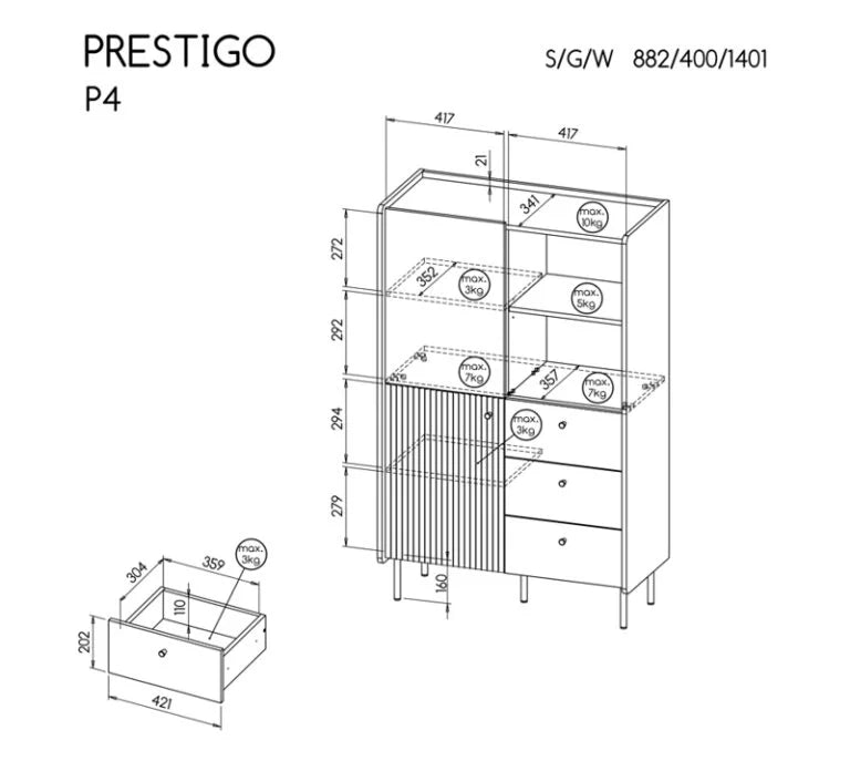 Vitrina PRESTIGO P4 DOL