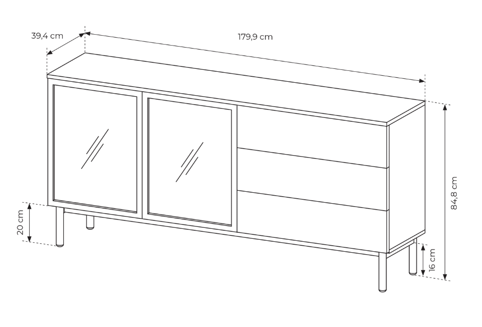 Komoda LANG 180 2D 3s