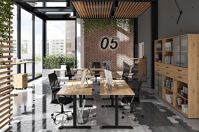 SPACE OFFICE BIU/160/90/B/P kampinis stalas su elektrinio reguliavimo funkcija