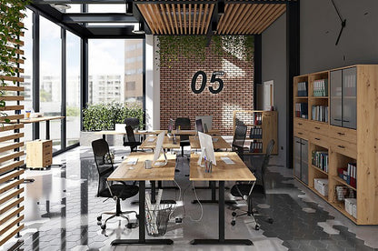SPACE OFFICE BIU/160/90/B/P kampinis stalas su elektrinio reguliavimo funkcija