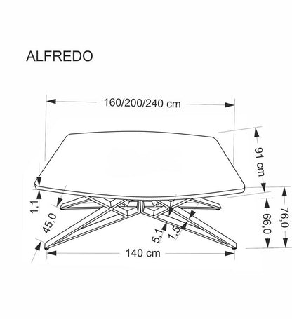 Išskleidžiamas valgomojo stalas ALFREDO