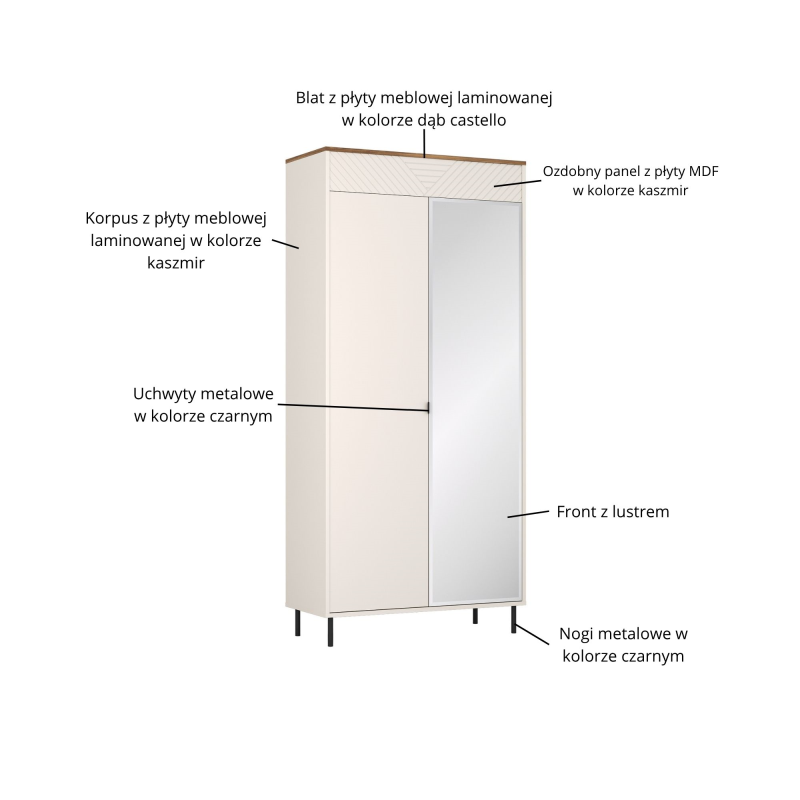 EVO spinta su veidrodžiu 2DL/40