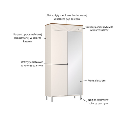 EVO spinta su veidrodžiu 2DL/40
