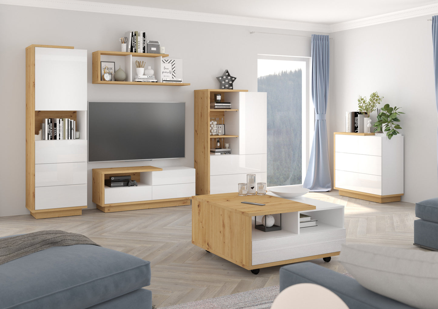 Svetainės baldų kolekcija HYBRID