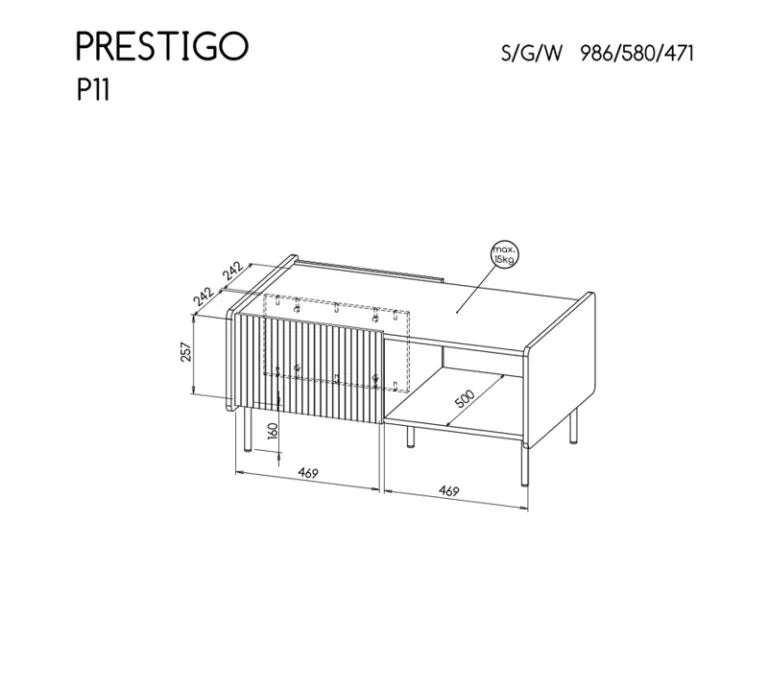 Žurnalinis staliukas PRESTIGO P11 DOL
