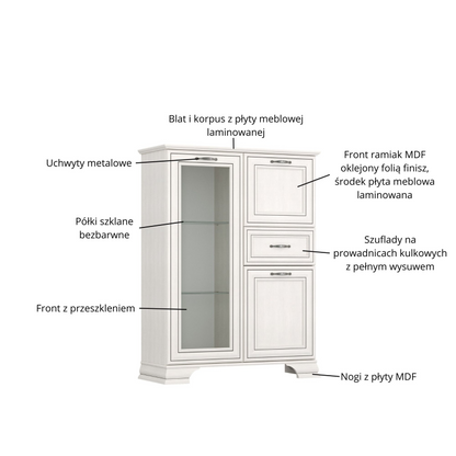 TIFFANY II vitrina žema-baras