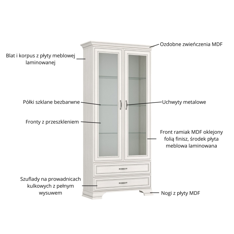 TIFFANY II vitrina aukšta 2D